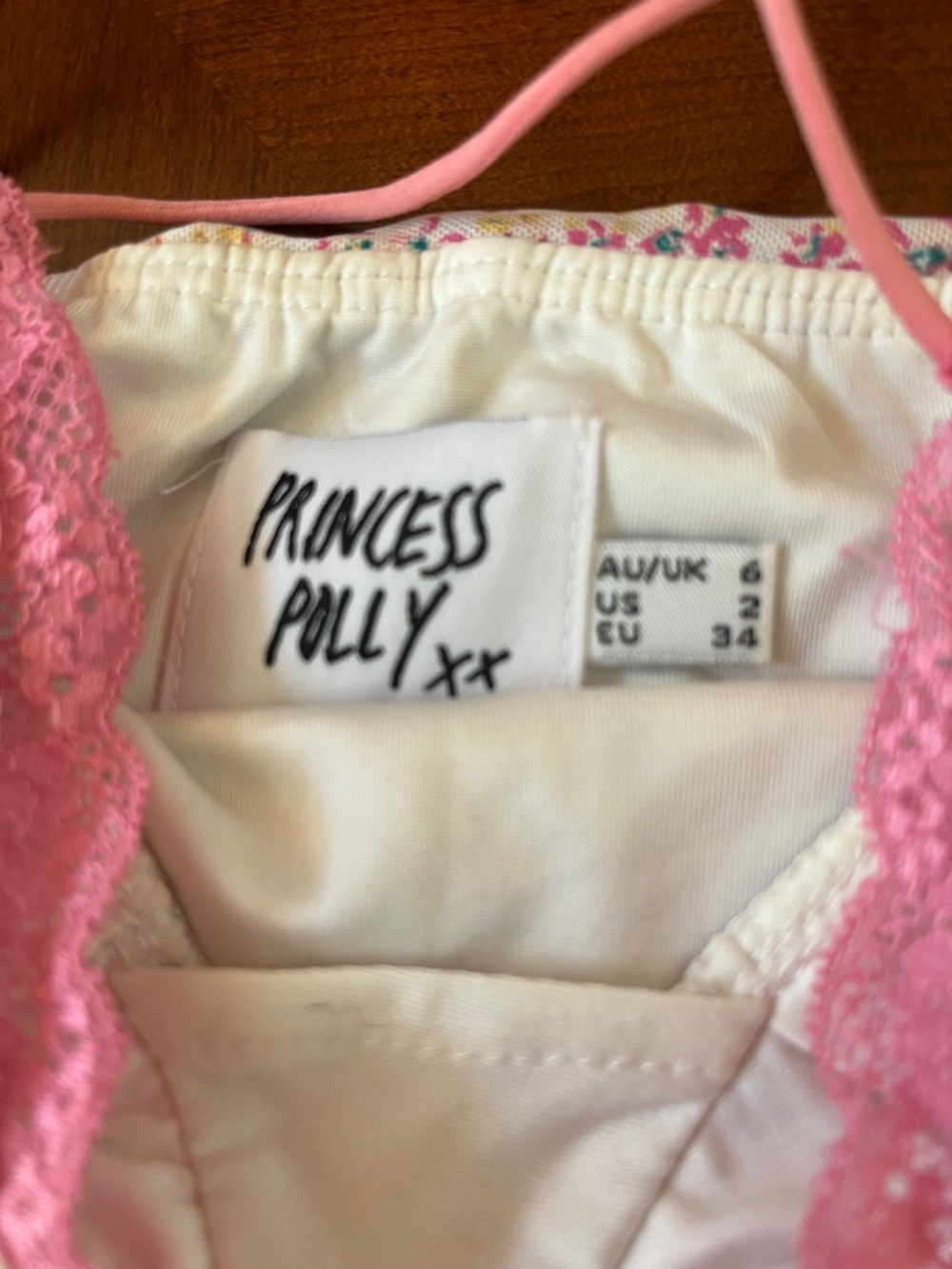 Princess Polly Pink Floral Lace-Trim Crop Top - Picture 4 of 4